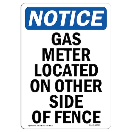 Signmission OSHA Notice, 5" Height, Gas Meter Located On Other Side Of Fence Sign, 5" X 3.5", Portrait OS-NS-D-35-V-13009
